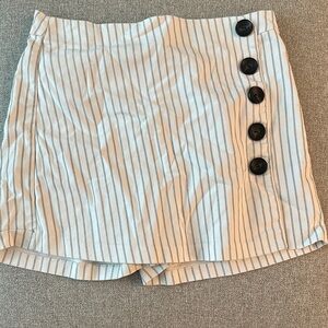 Striped Skort with Button Detail